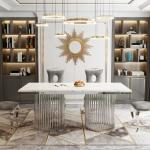 Premium Stainless Steel Marble Dining Table For Upscale Dining