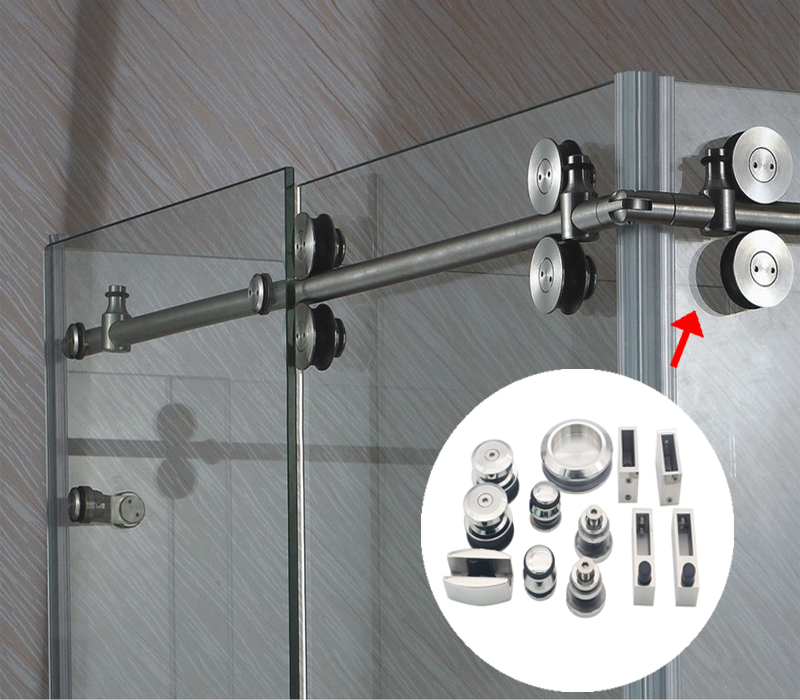 Anti-Brass Frameless Sliding Door System for 8-12mm Thick Safe Glass Polish Finish