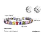 Princess Multicolour Cubic Zironia Tennis Bracelet Charm Women Wedding Jewelry