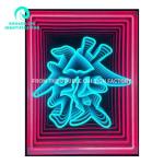 Luminous Character Mirror Neon Light Box in Red White Blue for Eye-Catching