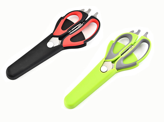 Multifunction Magnetice Cover Separable Kitchen refrigerator Scissors Color Green And Red TPR Handle