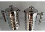 3D Embossed Stainless Steel Double Wall French Press Coffee Pot 1500ml