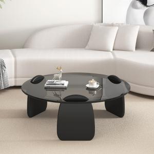 Wholesale Exquisite Round Glass Combination Coffee Table With Wooden Leg from china suppliers