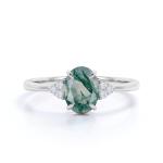 Hexagon Moss Agate Ring with As Gift Engagement Women Ring