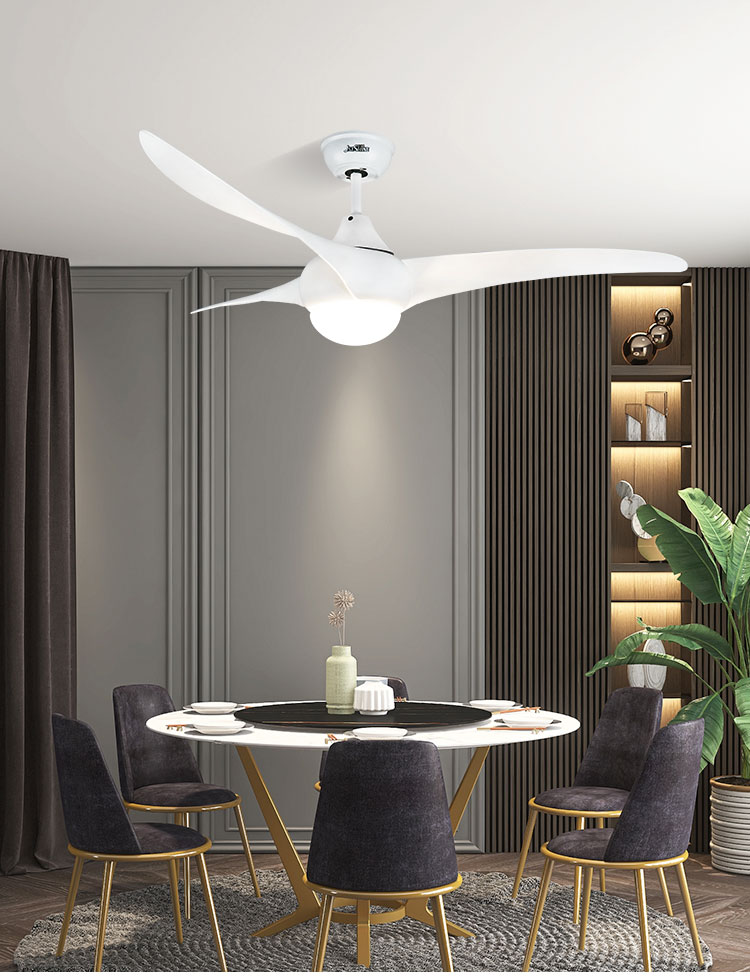 Energy Saving 52 Inch White Ceiling Fan with 3CLR LED Light and 3 ABS Plastic Blade 2-