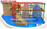 Galvanized Steel Home Park Adventure Playground Ropes / Solid Wood