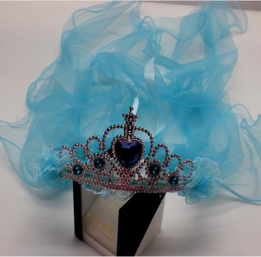Children's crown veil, girls head flower veil headband, wedding princess wreath,