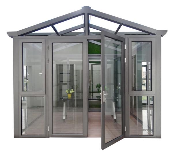 Insulated 12mm Outdoor Glass Patio Rooms Triangle Modern Conservatory PVDF
