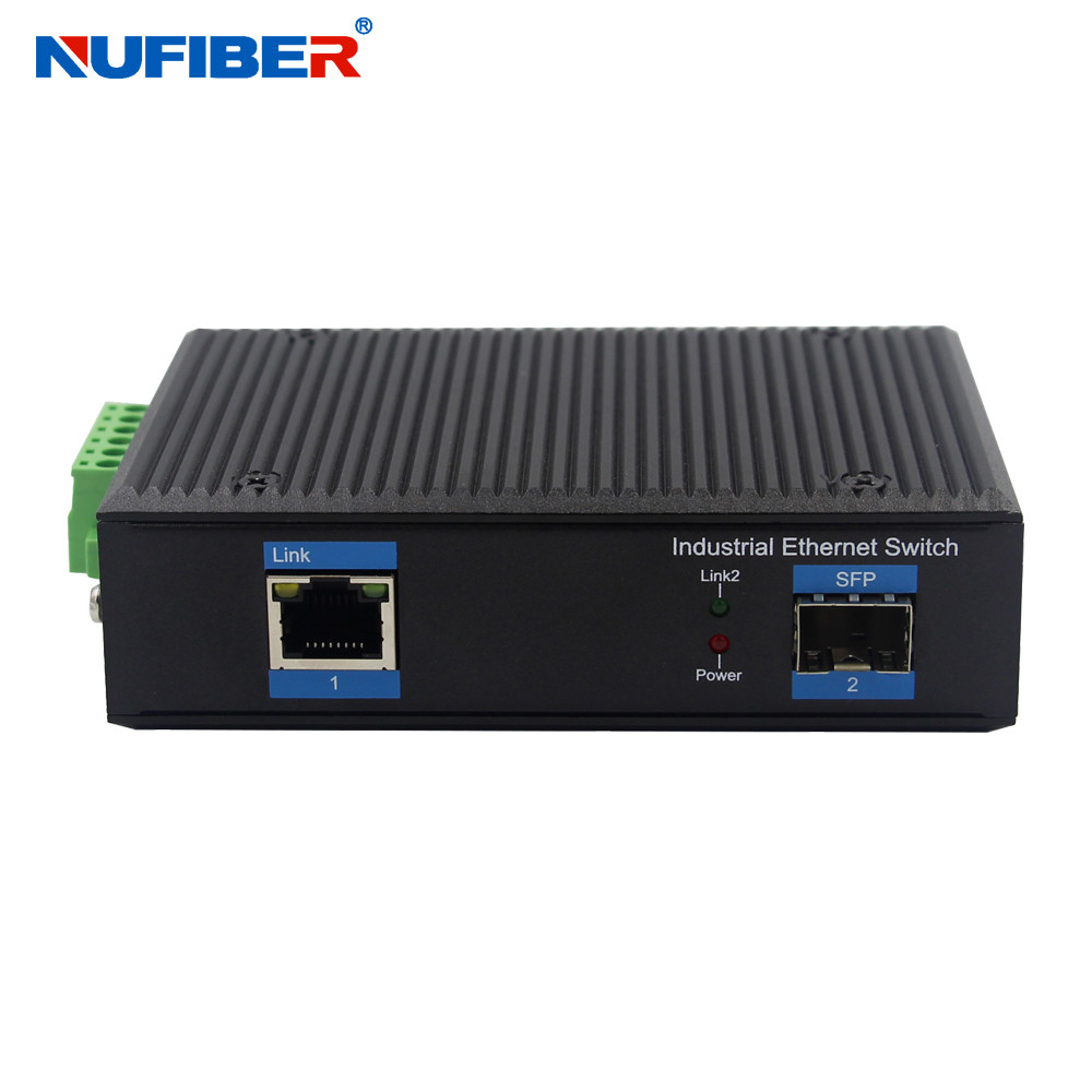 1000M Industrial 1xRj45+1xSFP media converter Din rail IP40 for outdoor Network -40-85degrees