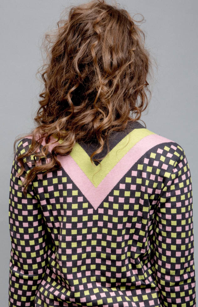 Birdseye Jacquard Knit Sweater Winter Pullover For Ladies Casual Wear Warm