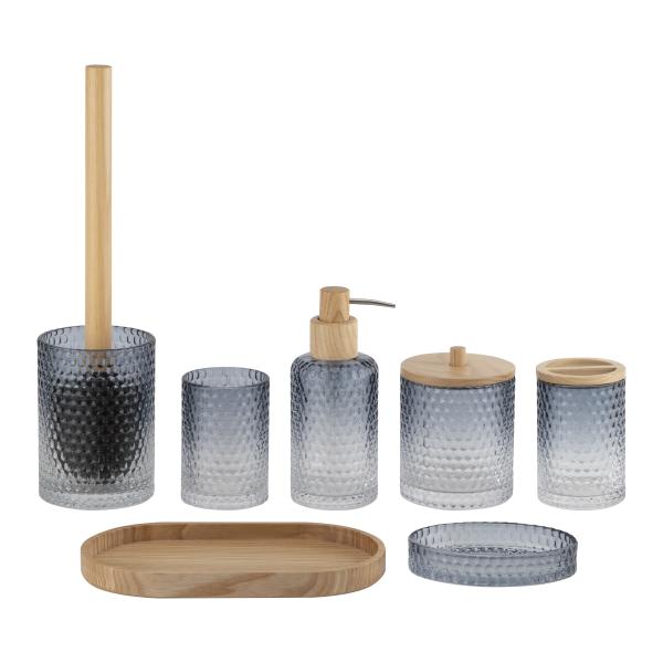 Six Piece Unique Bathroom Accessories Set Glass Lotion Dispenser Bottle 18.8Hcm