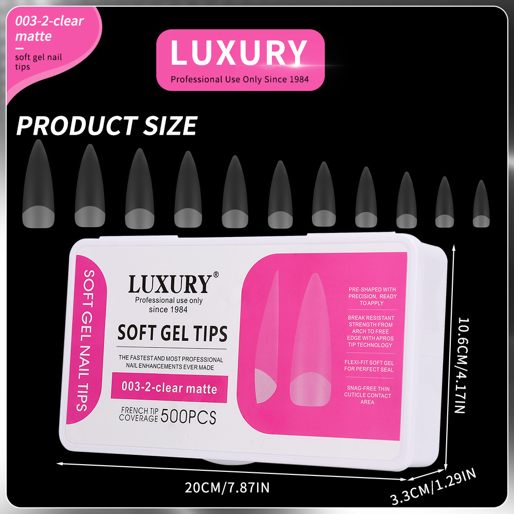 Nail Tips Set Full Cover Square Shapes Clear Matte False Nails For DIY Manicures