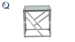 Wholesale Square 55x55x55cm Stainless Steel Side Tables Clear Glass Home Furniture from china suppliers