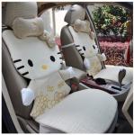 12pcs beige cartoon hello kitty car seat cover rearview saddle seat cushion car