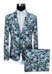 Blue Floral Printed Suits For Mens Slim Fit Including Jacket Trousers And Shorts