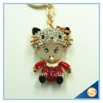 Three Color Custom Rhinestone Metal Fashion Cute Key Chains For Girl Friend's