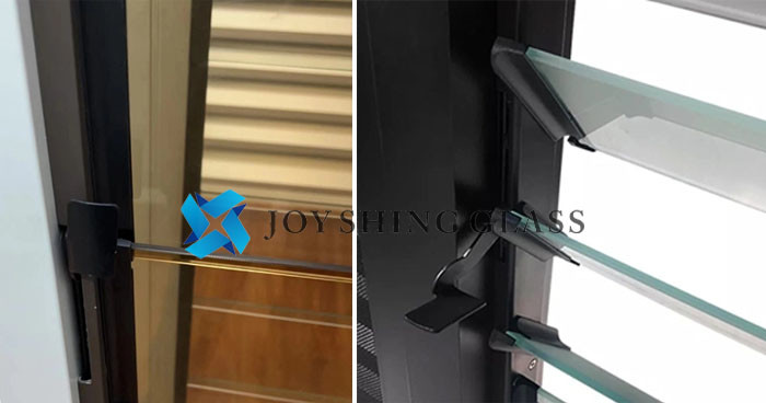Clear or tinted louvered windows with aluminum frames