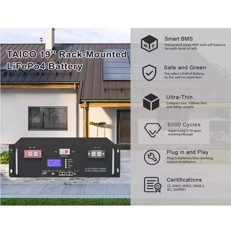 48V 5Kwh LiFePO4 Battery Support Max 4 Parallels 5 Years Warranty