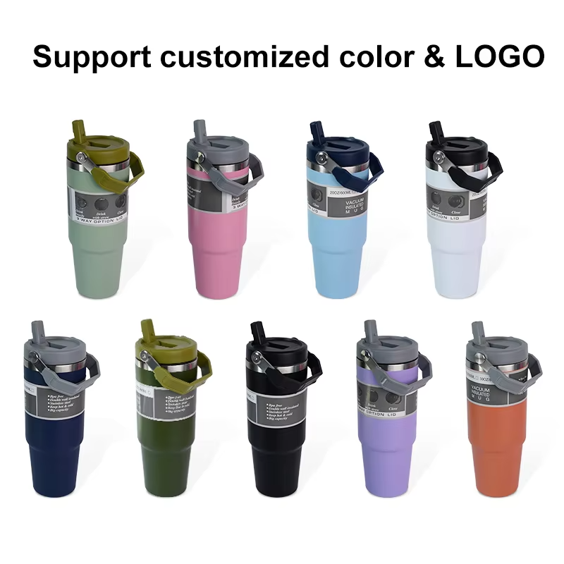 Straw With Cap Customizable Unique Coffee Mug 20oz 30oz BPA FREE Stainless Steel Tumbler Cups