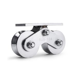 Wholesale V Groove Double Wheels 304 Stainless Steel Pulley Wheel for Heavy Duty Gate from china suppliers