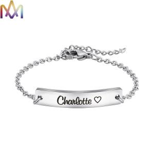 Wholesale Hypoallergenic Womens Engraved 45MM Thin Bar Bracelet from china suppliers