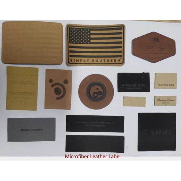Handmade PU Debossed Leather Patch Velcro Backing For Garment
