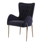 Blue Velvet Restaurant Dinning Chair Fabric Simplicity Upholstered Steel Pipe