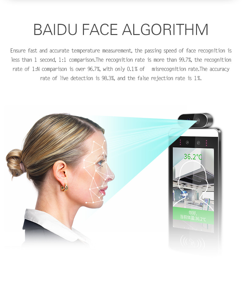 Digital Non Contact Face Recognition Temperature Scanner Infrared Thermometer