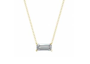 Wholesale Baguette Cut 14K Gold Necklaces With 0.5ct 5×7mm Solitaire Diamond from china suppliers