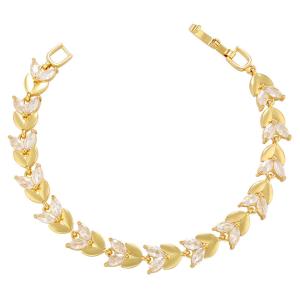 Wholesale Cubic 18K Gold Bracelet Zircon Diamond Wheat Chain Bracelet Gold Olive Leave from china suppliers