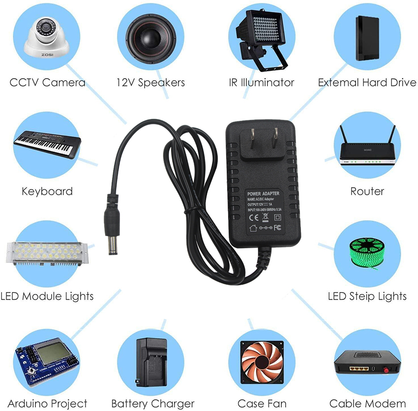 1A Adjustable 3-12V DVR Adaptor DC 12V 2A Output AC-DC Switching Power Adapter for CCTV