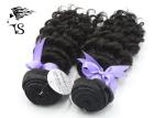 Natural Black Deep Wave Human Hair Weft Extensions , Virgin Brazilian Hair
