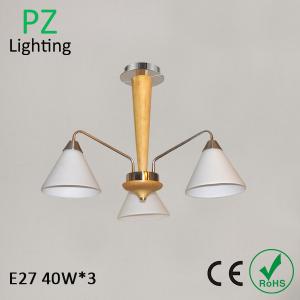 Wholesale Household 3 arms mini wood pendant lamp glass shade chrome lighting CE/ROHS made in China from china suppliers
