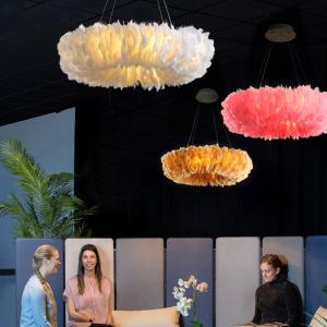 Wholesale Feather Chandelier Lighting For Kids room lamp Bedroom staircase Restaurant ring chandelier(WH-MI-271) from china suppliers