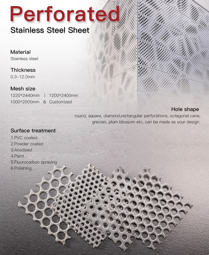 JIS Steel Plate 304 316 Perforated Stainless Steel Sheet External Metal Building Material