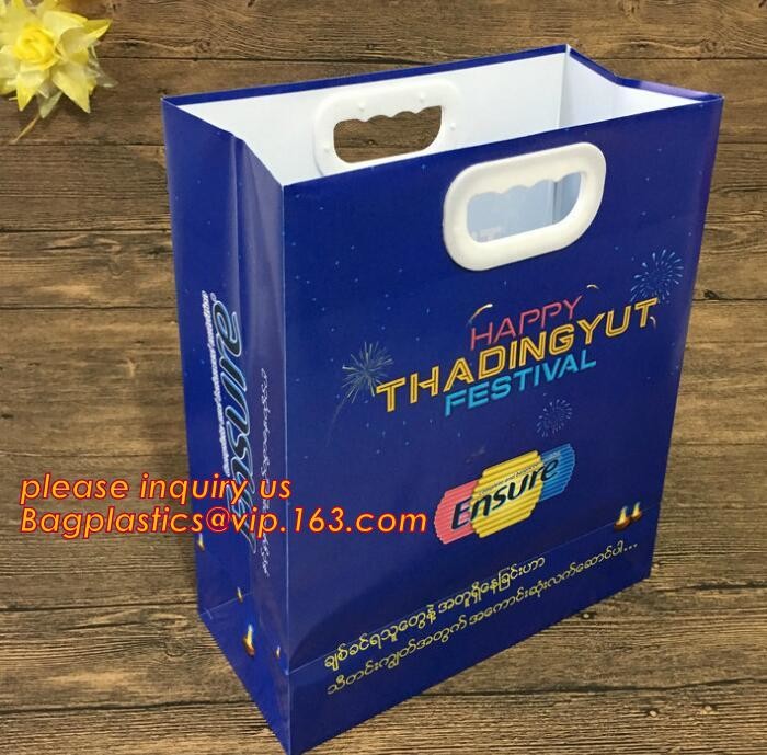 Wholesale Die Cut Handle Eco-Friendly Custom Design Shopping Gravure Printing Groceries Plastic Bags With Logo bagease