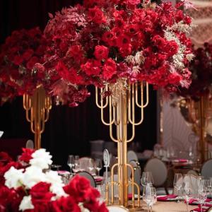 Wholesale Event Table Decoration Gold Flower Centerpiece Stand Metal 100cm from china suppliers