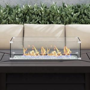 Wholesale 5mm 6mm 8mm Round Safety Tempered Glass Linear Fire Pit Guard Flame Protect Wind Guard from china suppliers