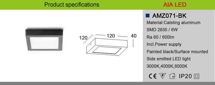 Economy IP40 6W indoor LED panel lighting fixture for museum led downlight