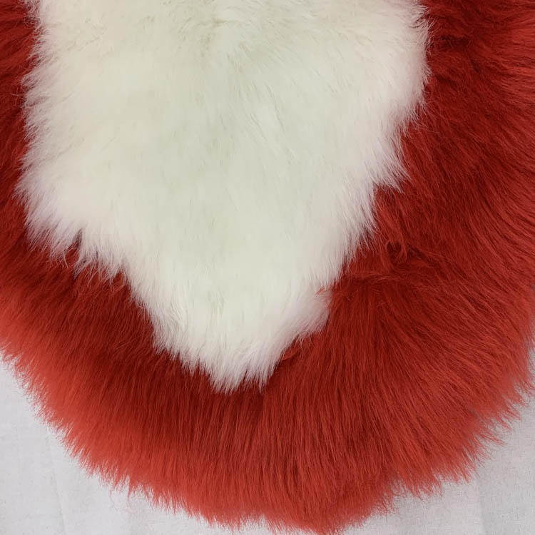 Imitation Washable Sheepskin Rugs Dyed White Red