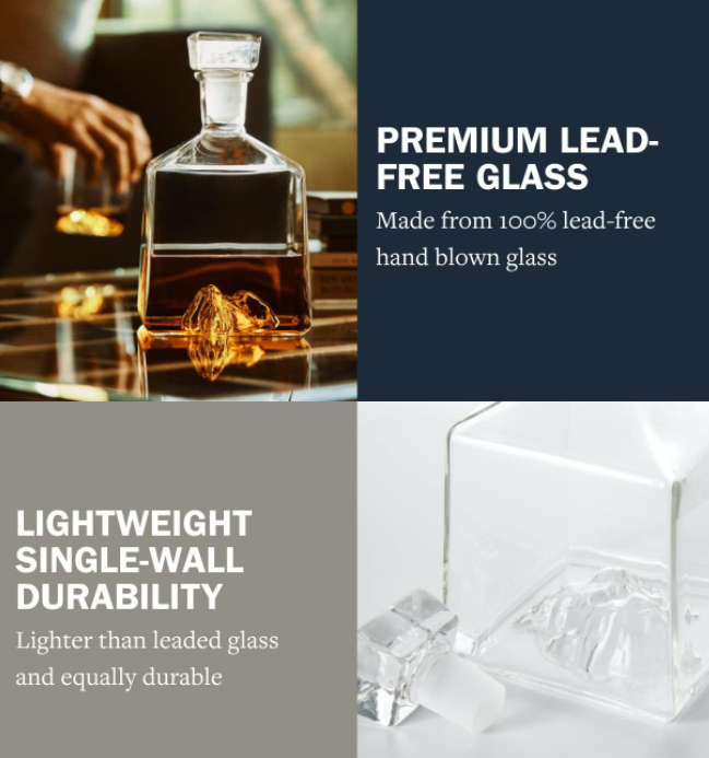 500ml Clear Glass Whiskey Decanter Dispenser for Liquor Hot Stamping Surface Handling