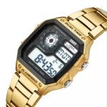 45mm Stainless Steel Led Watch Waterproof OEM Goldtone Multi Functional