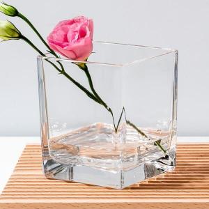Wholesale 4x4 Inch Pressed Decorative Square Glass Vases Crystal Clear Glass Centerpiece from china suppliers