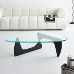 Wooden Legs Glass Modern Coffee Table Eating Table Combination