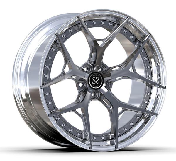 Custom 6061-T6 Alloy Rims 2-PC Polish Barrel+Gun Metal Disc 5x112 20 21 inches