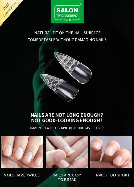 Long Sharp Shape Fake Nail Tips Ultra-Thin Soft Gel Full Cover False Nails 12