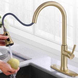 Wholesale Brushed Gold SUS304 Hot And Cold Water Mixer 36O Degree Rotary Basin Faucet from china suppliers