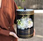 Round Cylinder Shape Gold Stamping Logo Flower Packaging Box for Roses Made by