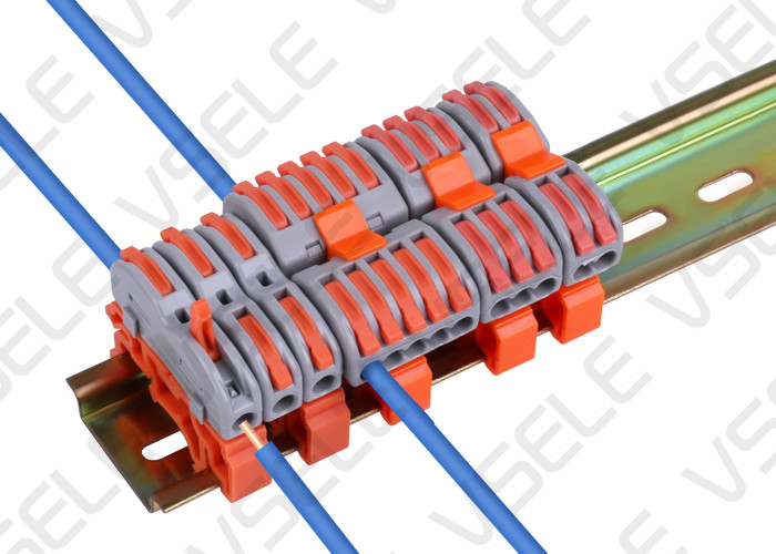 Push In Wire Connectors Carrier Easy Installation On DIN35 Guide Rail