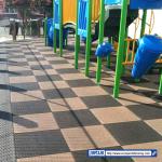 Eco-Friendly 50*50*2cm Rubber Safety Tiles Athletic Running Track Easy To Lay